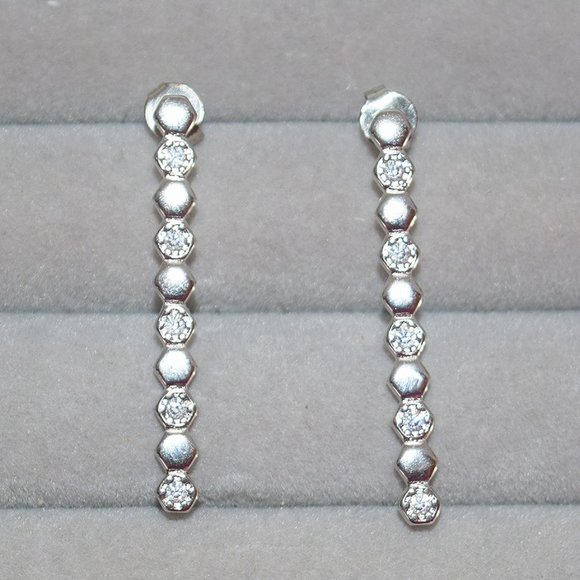 Geometric Stud Earrings With Crystals - Picture 1 of 9